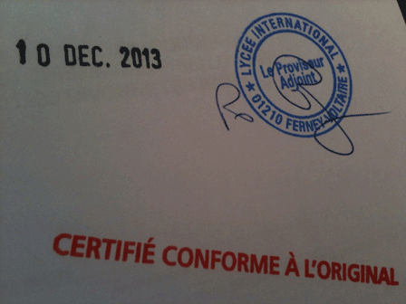 certificate transcript